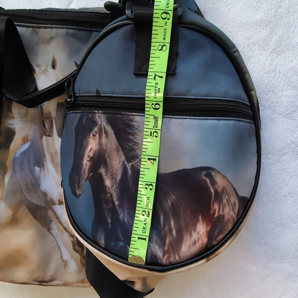 Horse Duffel Bag Equestrian Print Gym Bag Running Horses Photo Western